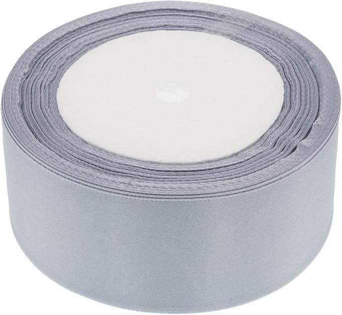 ATRBB 25 Yards 1-1/2 inch Wide Satin Ribbon Perfect for Wedding,Handmade Bows and Gift Wrapping(Silver Gray)