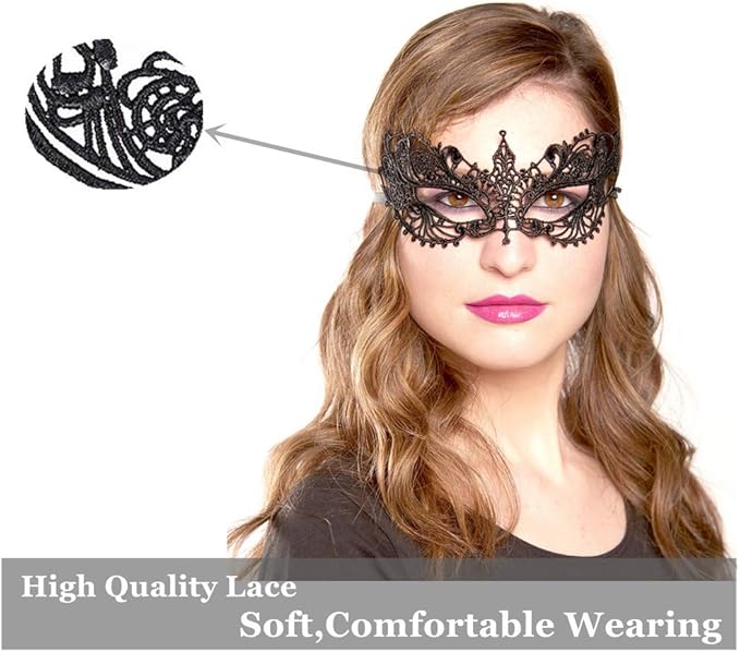 Exlinonline Lace Masquerade Mask Elastic,Fit for Adult,Soft Gentle Material,Specially For Costume,Thememed Party
