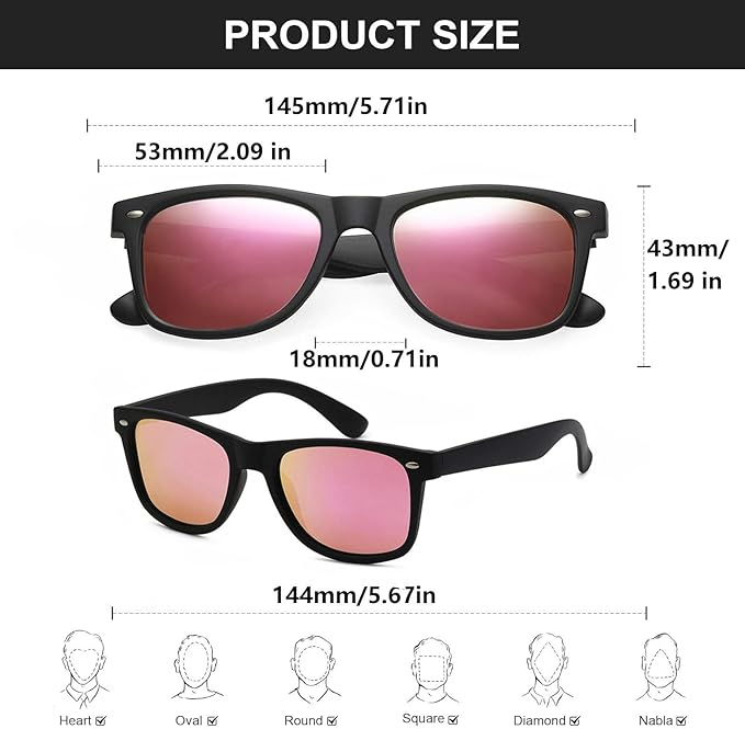 Fsmiling Black Sunglasses Bulk Adult Party Sunglasses 80s Sunglasses Pack for Men Women Party Favors -10Pack