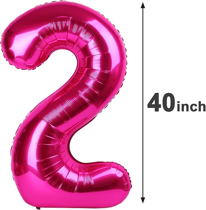 Hot Pink Number 12 Balloon 40 inch, Number 12 Birthday Balloon for Boy Girl, Hot Pink Foil One for 12 Birthday Party, Anniversary Celebration Number Decorations
