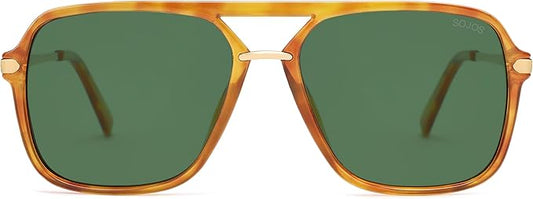 SOJOS Sunglasses for Women & Men, Square, Retro, Polarized Lens, Trendy Aviator, 90s Shades