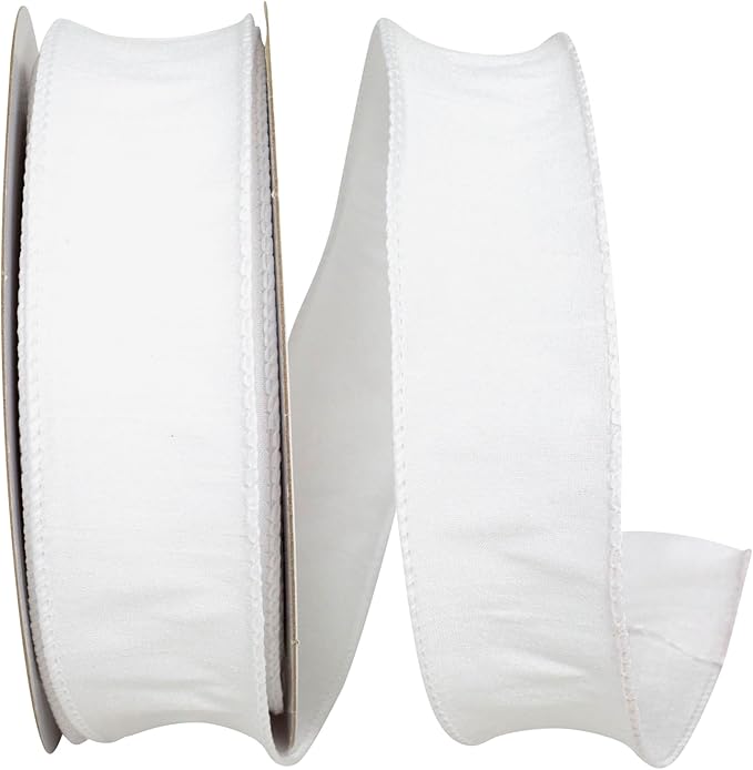 Reliant Ribbon 92975W-030-09H Dupioni Supreme Wired Edge Ribbon, 1-1/2 Inch X 20 Yards, White