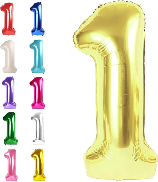 Light Gold Number 1 Balloon 40 inch, Number 1 Birthday Balloons for Boy Girl, Champagne Gold Foil One Balloon for 1st 10 11 12 16 18 Birthday Party, Anniversary Celebration Numbers Decorations