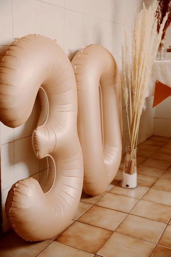 40 Inch Light Brown 3 Large Number Balloon, 3 13 23 30 33 36 Light Brown Birthday Party Decorations, Number Three Foil Balloons for Anniversary Party Graduations Celebration Supplies