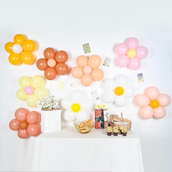 16 Set Daisy Flower Balloons DIY Kit,Boho Daisy Balloons Party Decorations for Birthday Baby Shower Wedding Anniversary Groovy Fairy Retro Hippie Theme Decor