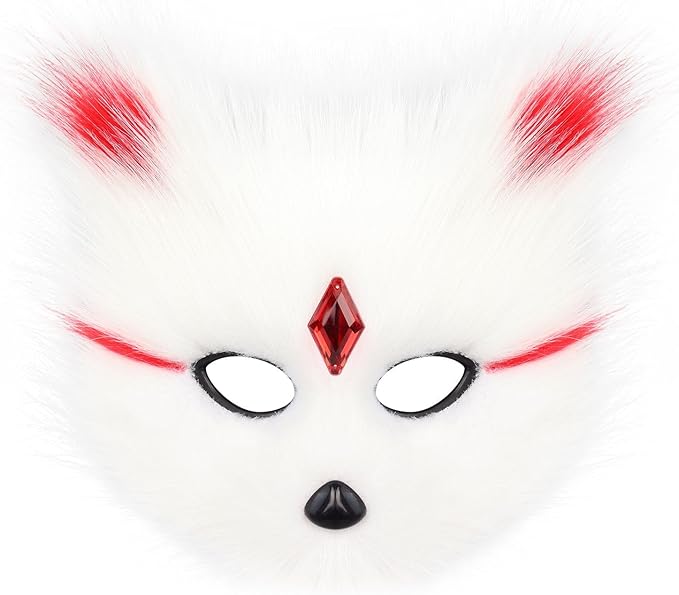 Animal Fox Wolf Mask Halloween Party Cosplay Costumes Props Plush Cat Half Face Masks Christmas Masquerade