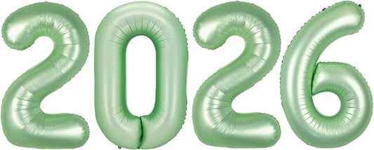 2026 Balloon Numbers - 40 Inch Sage Green New Years Eve Party Supplies 2026, Nye Decor Party Decorations Happy New Year, New Years Eve Foil Party Balloons