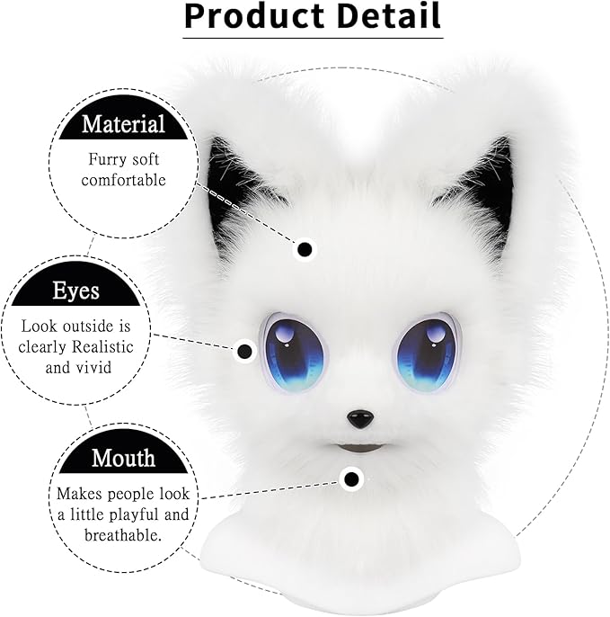 Animal Head Mask Furry Fursuit Plush Dog Fox Masks for Halloween Parties Cosplay Costume Accessory