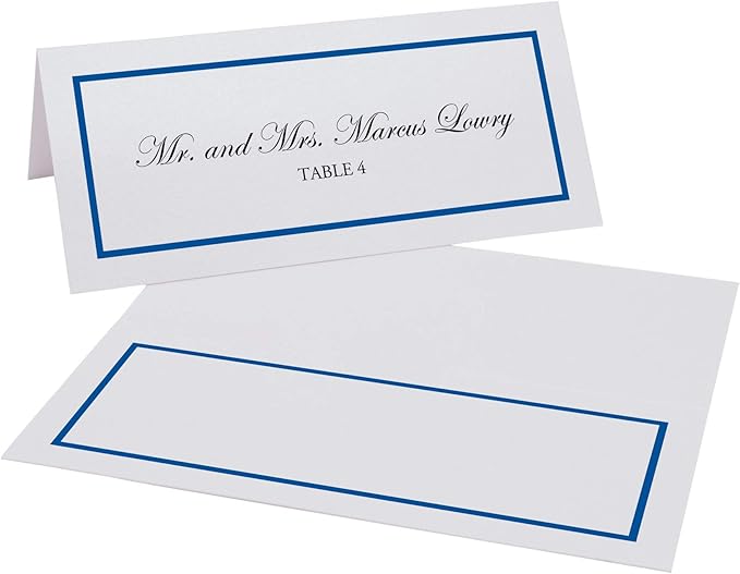 Single Line Border Printable Place Cards, Royal Blue (Choose Color), Set of 60 (10 Sheets), Laser & Inkjet Printers - Wedding, Party, Dinner, and Special Events - Made in the USA