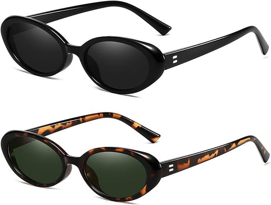Retro Oval Sunglasses for Women Men Fashion Small Oval Sunglasses 90s Vintage Shades