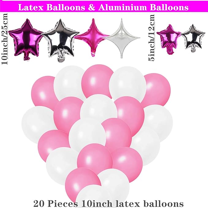 47 Pieces Sleepover Party Decoration Rose Red Sleepover Birthday Party Balloons Banner Large Moon Star for Girls Pajamas Slumber Party Night Out Party Decoration (Rose red)