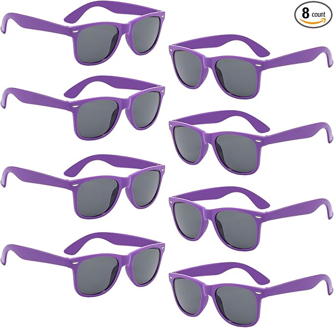 Pibupibu Kids Neon Colors Party Favor Supplies Unisex Sunglasses Pack of 8