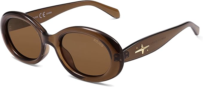 SOJOS Small Retro Oval Polarized Sunglasses for Women Men 90s Vintage UV400 Protection Tiny Sun Glasses SJ2286