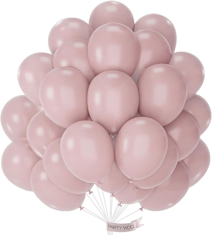 PartyWoo Dusty Pink Balloons 50pcs 12 Inch Boho Blush Pink Latex Helium Balloons for Princess Birthday Baby Shower Graduation Gender Reveal Anniversary Bachelorette Party Decorations Pink-F54