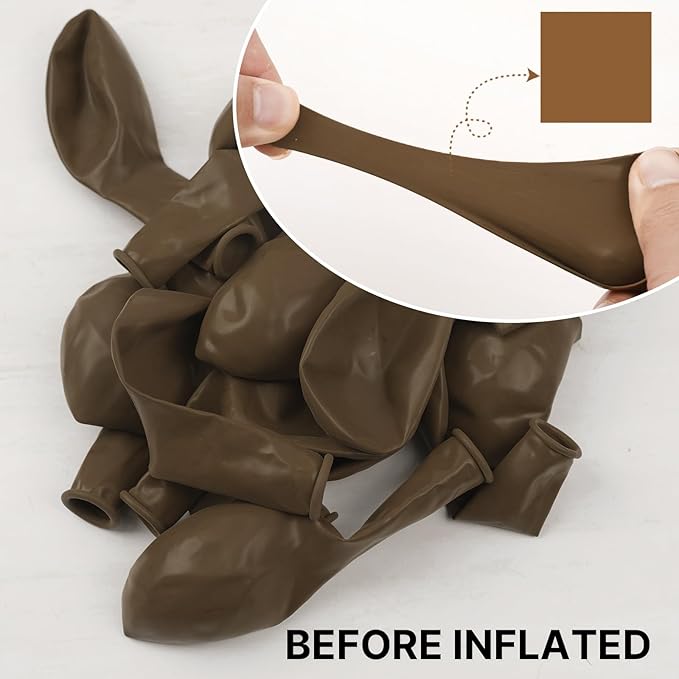 PartyWoo Brown Balloons 50 pcs 12 Inch Latex Helium Neutral Balloons for Baby Shower Birthday Graduation Woodland Safari Theme Jungle Cowgirl Farm Bear Camping Hunting Party Decorations Brown-F09