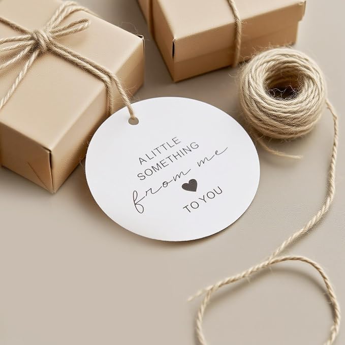 70Pcs Thank You Gift Tags, 2.5Inch “A Little Something from Me to You” Pre-Punched Hole Hangtag for Gifts, Favors (String is NOT Included)