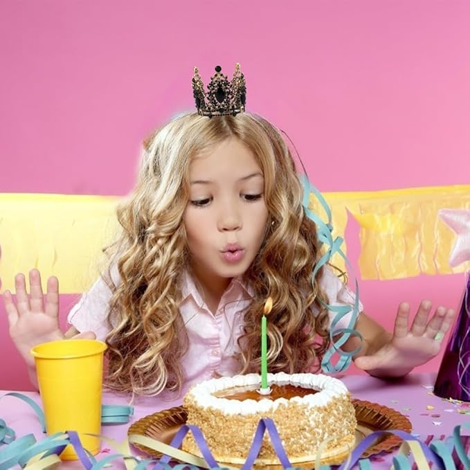 Birthday Princess Sash for Women Tiara & Crowns Headbands for Girls Happy Birthday Party Accessories Favor Supllies Leona Gold Black Pink, 2 Pack