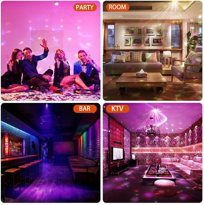 Disco Ball Party Lights Sound Activated with Strobe Effect for Halloween Christmas Parties Birthday Karaoke Wedding Home Club Decor