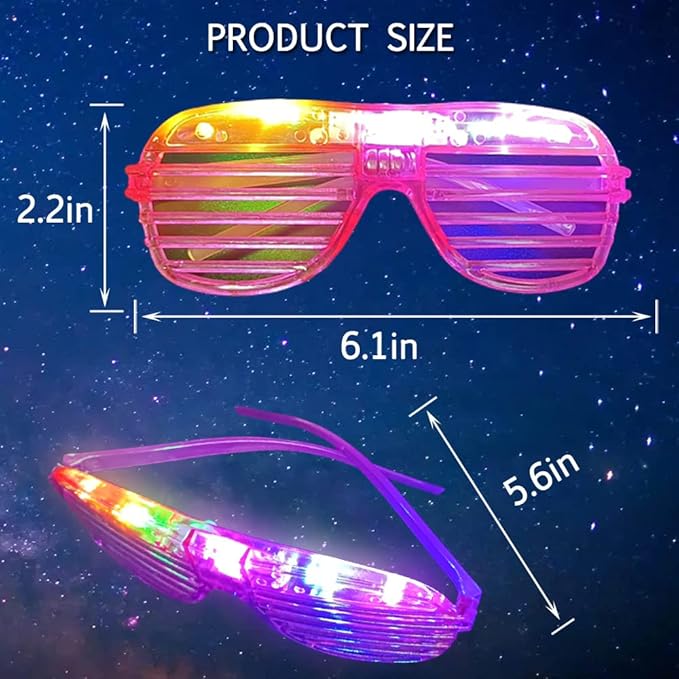 60 Pcs Glow In The Dark Glasses, 6 Colors LED Glasses Bulk Party Supplies for Kids and Adults, Glow Neon Party Favors Toys for Carnival Halloween Christmas Birthday Wedding