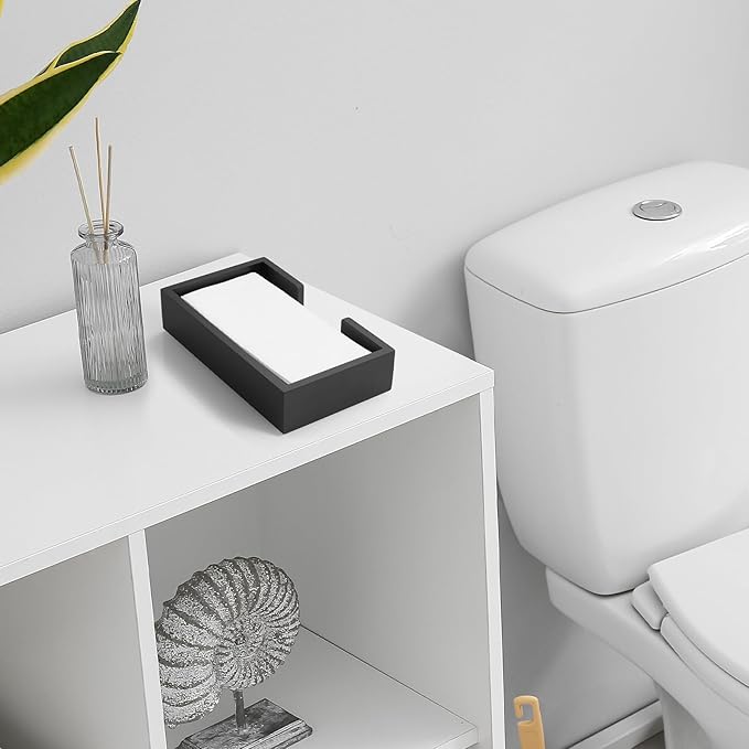 Black Guest Towel Holder Tray for Bathroom, Wood Napkin Holder for Bathroom, Disposable Paper Hand Towel Holder for Bathroom Accessories, Dinner Napkin Holder for Kitchen Table Party