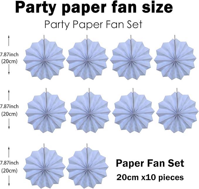 White Party Decorations,Wedding Decorations for Party Events Accessories,White Birthday Decor,Anniversary Decorations,Birthday Decorations for Men 8in Hanging Paper Fans 30 Color DIY Set(White)