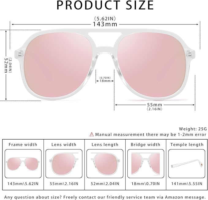 YDAOWKN Retro Square Aviator Sunglasses for Womens Mens Vintage 70s Double Bridge Sun Glasses