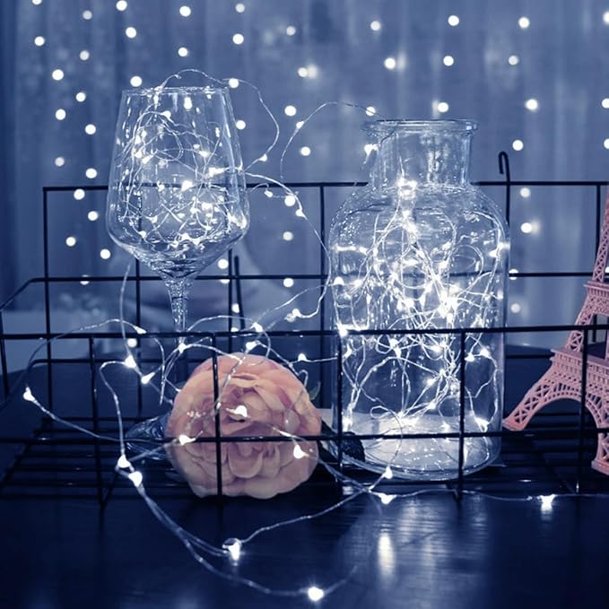 ZGWJ 8 Pack Fairy Lights Battery Operated, 7ft 20 Mini LED Fairy String Lights Silver Wire 3 Modes for DIY, Parties, Wedding, Bedroom, Halloween Christmas Decoration Silver White