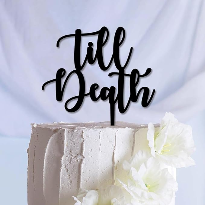 Till Death Cake Topper, Wedding Cake Toppers, Wedding Cake Toppers Bride and Groom, Custom Cake Topper, Customize Your Own Anniversary Mr and Mrs Cake Topper, for Halloween Party, 30 Colours