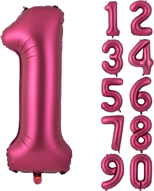 Number 1 Balloons 40 Inch Wine Red Burgundy Foil Helium Large Balloons for Birthday Party Anniversary Decorations（Digital 1)
