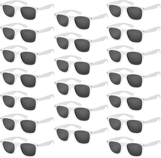 Bulk Retro 80s Square Sunglasses, UV400 Protection, 20/50 Pack for Party Favors, Beach, Wedding, Pool, Birthday