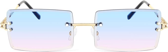 FEISEDY Vintage Rimless Sunglasses Rectangle Frameless Candy Color Glasses Women Men B2642