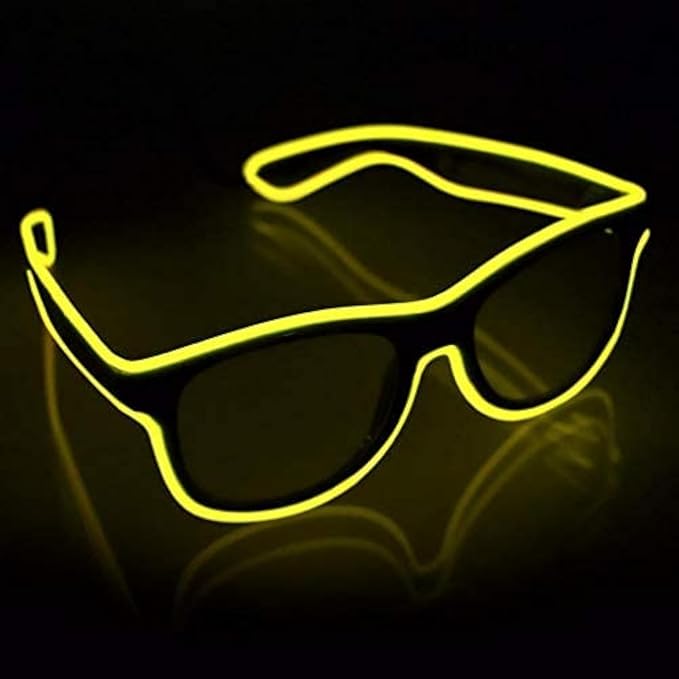 YouRfocus Wireless LED Light Up Glasses Glow in the Dark Neon Rave Glasses for Rave Party, EDM, Halloween, Christmas (Yellow)
