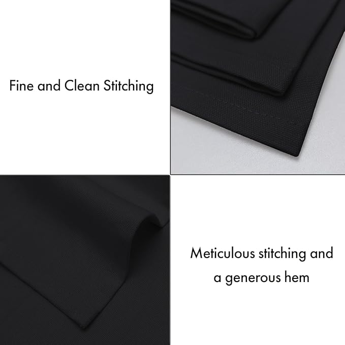 Ruvanti Premium Cloth Napkins Set of 6, 18x18 Inches, 100% Cotton, Washable, Soft & Absorbent, Perfect for Wedding, Christmas, ‎Thanksgiving Dinners - Black Beauty