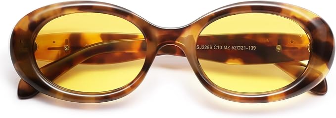 SOJOS Small Retro Oval Polarized Sunglasses for Women Men 90s Vintage UV400 Protection Tiny Sun Glasses SJ2286