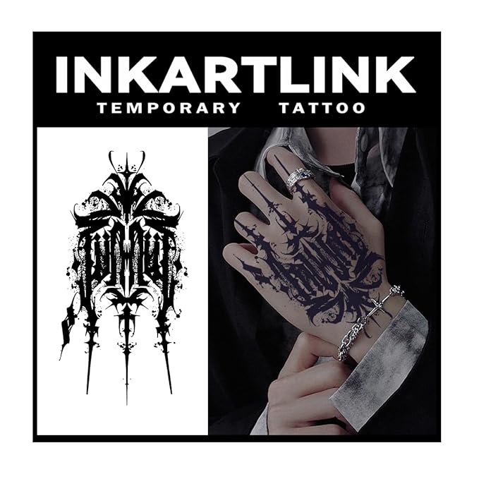 INKARTLINK Tattoo Tech,2 Sheets Extra-Large Semi Permanent Tattoo,Adult Art Design Temporary Tattoos, Lasts 1-2 Weeks, Waterproof, Realistic look, No Adhesive, No reflection (INK Devil Design?