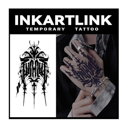 INKARTLINK Tattoo Tech,2 Sheets Extra-Large Semi Permanent Tattoo,Adult Art Design Temporary Tattoos, Lasts 1-2 Weeks, Waterproof, Realistic look, No Adhesive, No reflection (INK Devil Design?