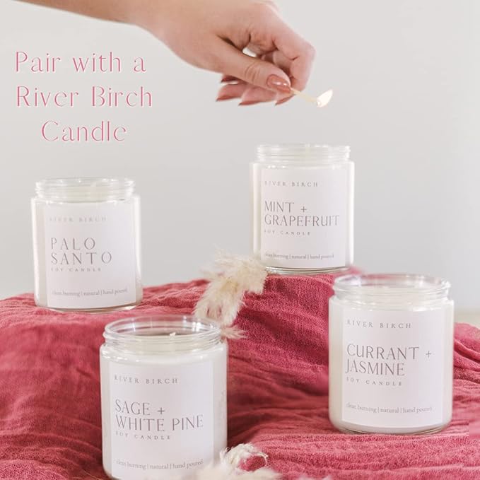 River Birch Lilac Tip Matches in Jar with Striker - Decorative Home Matches with Glass Match Holder - Wooden Match Sticks for Candles - Set of 6 Bottles with Safety Matches - 2 Inches, 120 Matches