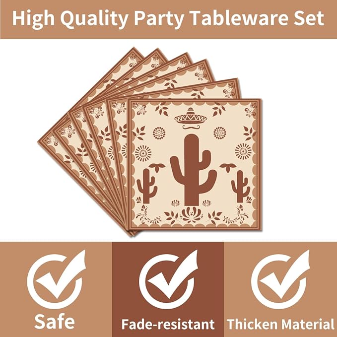 96Pcs Cielito Lindo Party Decorations Disposable Tableware Set - Cielito Lindo Paper Plates Napkins Forks Mexican Cinco de Mayo Fiesta Baby Shower Birthday Party Supplies Serve 24 Guests
