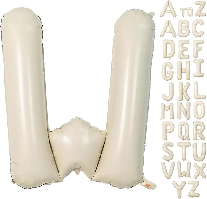 Cream Letter W Balloons,40 Inch Balloons Letter W Mylar Helium Large W Balloon for Birthday Party Anniversary Decorations