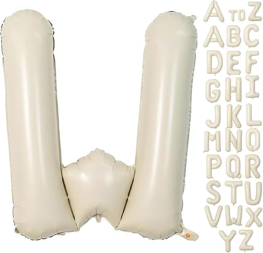 Cream Letter W Balloons,40 Inch Balloons Letter W Mylar Helium Large W Balloon for Birthday Party Anniversary Decorations