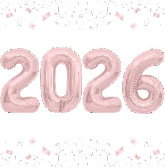 2026 Balloons, 40 Inch 2026 Number Balloons Rose Gold 2026 Balloon Large Foil New Year Balloon Numbers 2026 Mylar Baloons for Birthday Christmas Graduation New Years Eve Party Supplies Decorations