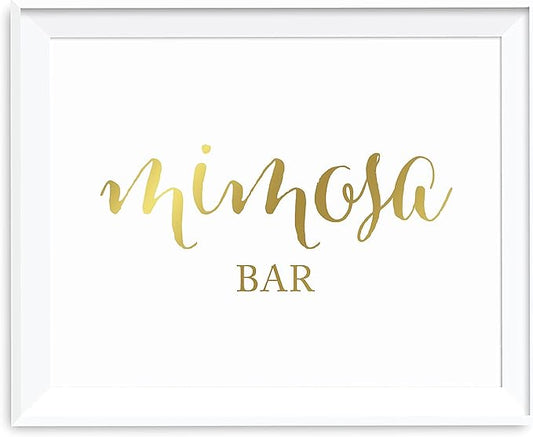 Andaz Press Wedding Party Signs, Metallic Gold Ink Print, 8.5x11-inch, Mimosa Bar Sign, 1-Pack, Unframed