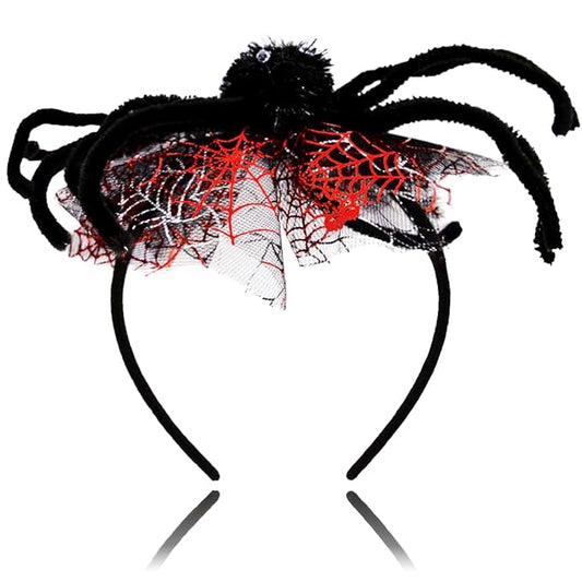 Halloween Headbands, Red Spider Hairband Halloween Accessories for Cosplay Woman Man (Red)
