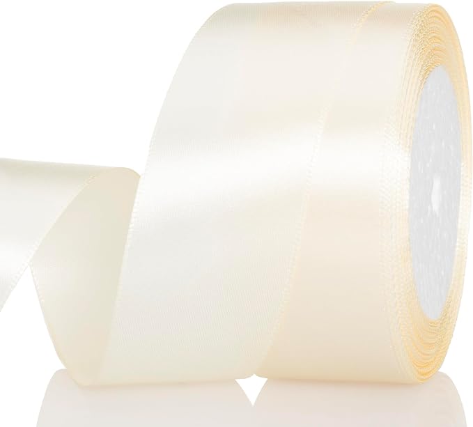 ATRBB 25 Yards 1-1/2 inch Wide Satin Ribbon Perfect for Wedding,Handmade Bows and Gift Wrapping(Ivory)