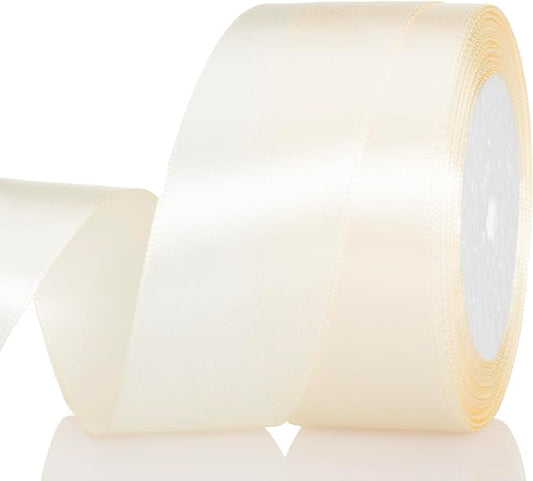 ATRBB 25 Yards 1-1/2 inch Wide Satin Ribbon Perfect for Wedding,Handmade Bows and Gift Wrapping(Ivory)