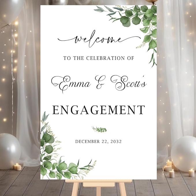 Personalized Engagement Welcome Sign – Minimalist Engagement Party Yard Sign – We’re Engaged Signs – Engagement Party Decorations for Couple - She Said Yes! (Version 10)