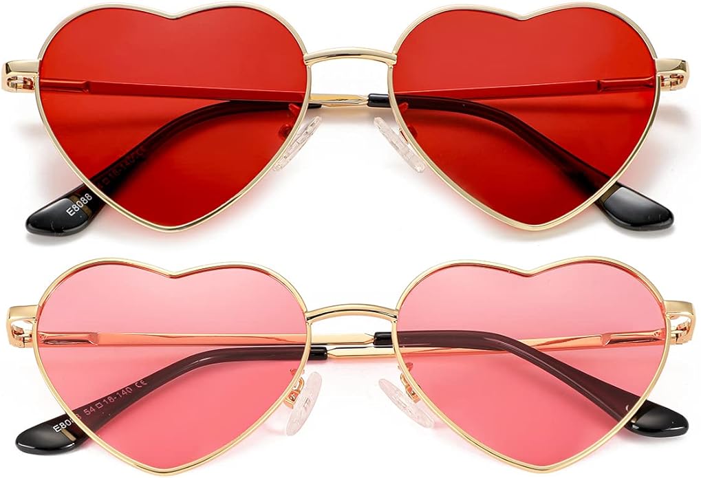 JOVAKIT Polarized Heart Sunglasses for Women Fashion Lovely Style Metal Frame UV400 Protection Lens