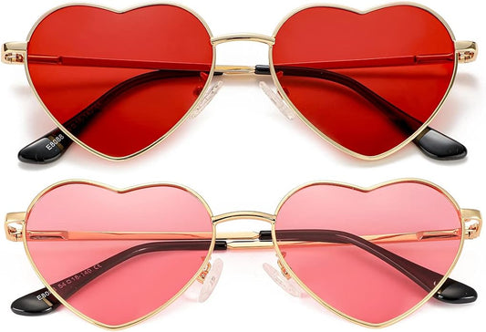 JOVAKIT Polarized Heart Sunglasses for Women Fashion Lovely Style Metal Frame UV400 Protection Lens