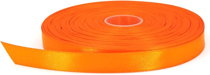 Orange Satin Ribbon, 1/2 inch x 50 Yards, Double Face Solid Color, Thick and Durable Roll, 100% Polyester for Gift Wrapping, Crafts, Hair and Multiple Decorations