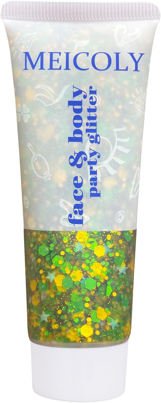 MEICOLY Gold and Green Face Glitter,Green Face Glitter,Gold Hair Accessories,Sparkle Halloween Body Glitter Makeup for Mardi Gras Carnival Festival Party,St Patricks Day Accessories
